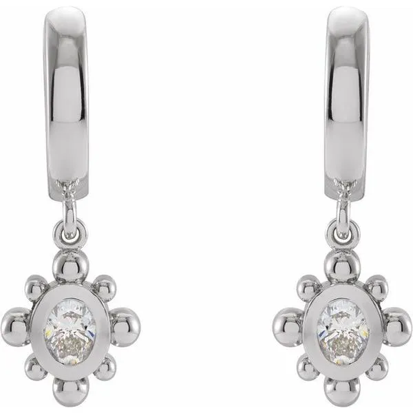 Beaded Bezel-Set Hinged Hoop Earrings Image 2 Delfine's Jewelry Charleston, WV