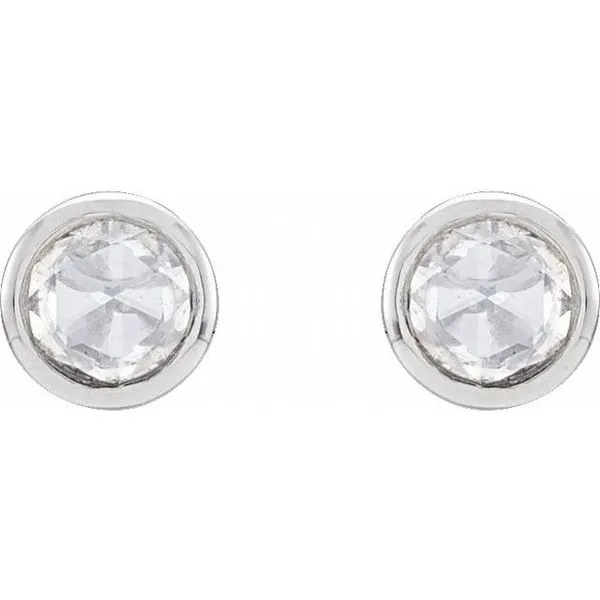 Round Bezel-Set Rose-Cut Stud Earrings Image 2 James & Williams Jewelers Berwyn, IL