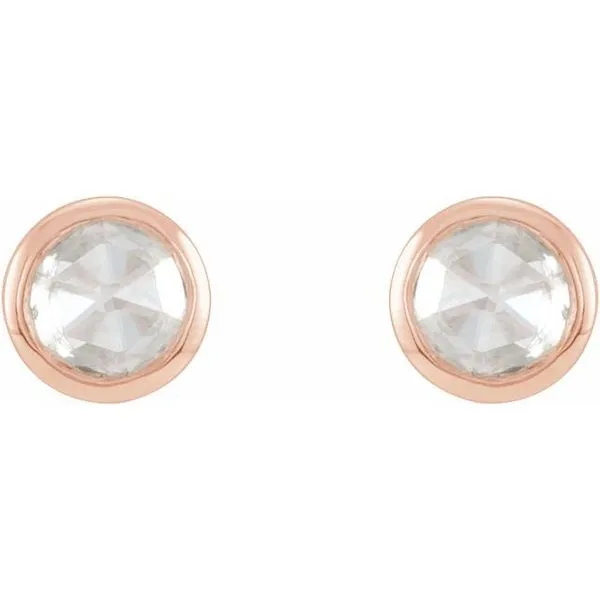 Round Bezel-Set Rose-Cut Stud Earrings Image 2 J. Meredith Jewelers Delafield, WI