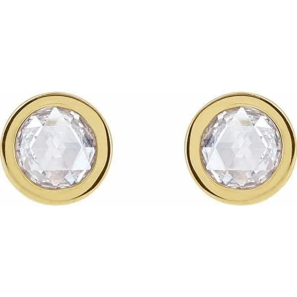 Round Bezel-Set Rose-Cut Stud Earrings Image 2 Delfine's Jewelry Charleston, WV