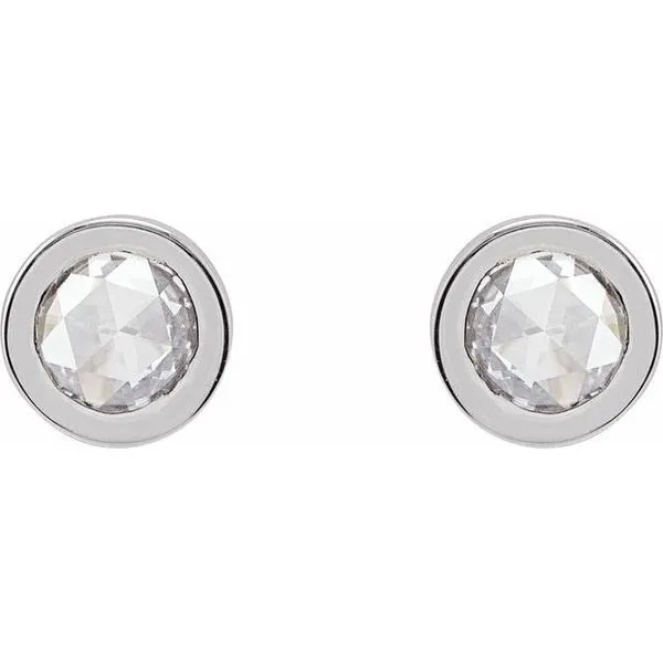Round Bezel-Set Rose-Cut Stud Earrings Image 2 D'Errico Jewelry Scarsdale, NY