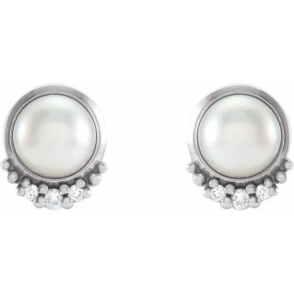Accented Pearl Earrings Image 2 Hart's Jewelers Grants Pass, OR