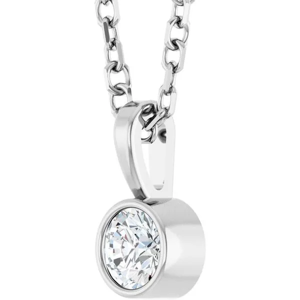 Bezel-Set Solitaire Necklace Image 2 James & Williams Jewelers Berwyn, IL
