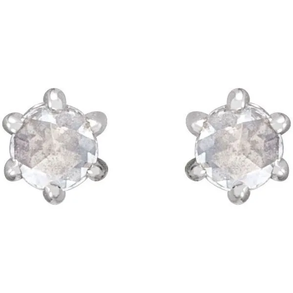 Round 6-Prong Rose-Cut Stud Earrings Image 2 James & Williams Jewelers Berwyn, IL