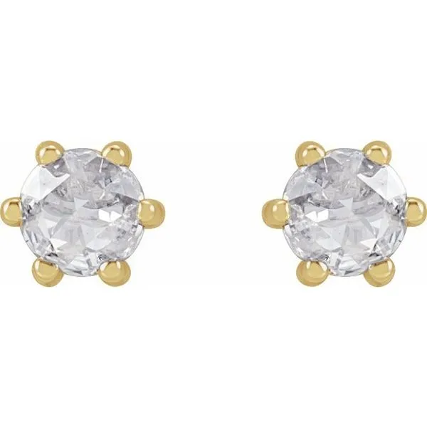 Round 6-Prong Rose-Cut Stud Earrings Image 2 Delfine's Jewelry Charleston, WV