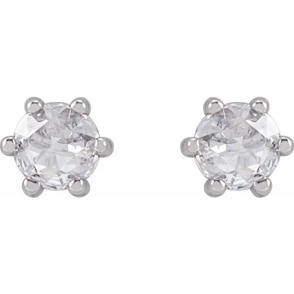 Round 6-Prong Rose-Cut Stud Earrings Image 2 Delfine's Jewelry Charleston, WV