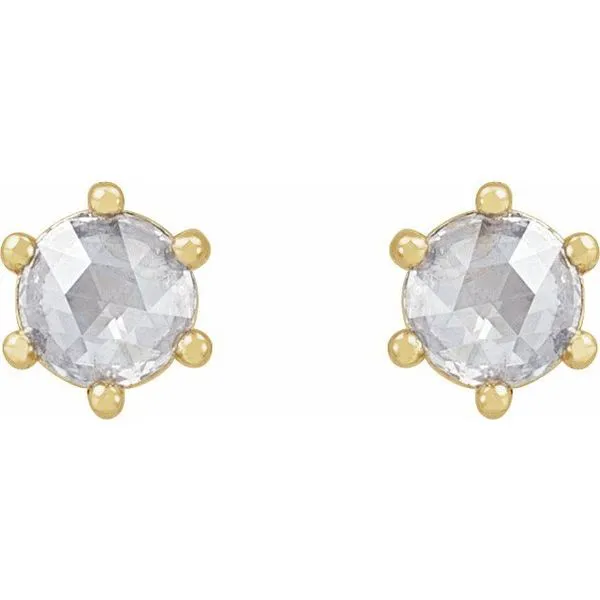 Round 6-Prong Rose-Cut Stud Earrings Image 2 James & Williams Jewelers Berwyn, IL