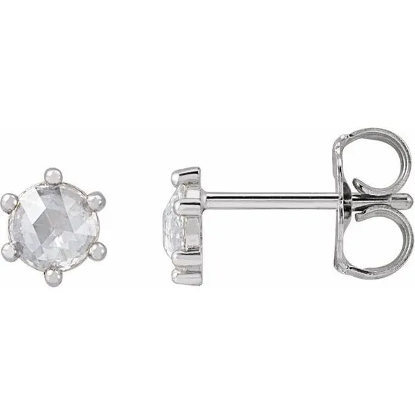 Round 6-Prong Rose-Cut Stud Earrings J. Meredith Jewelers Delafield, WI