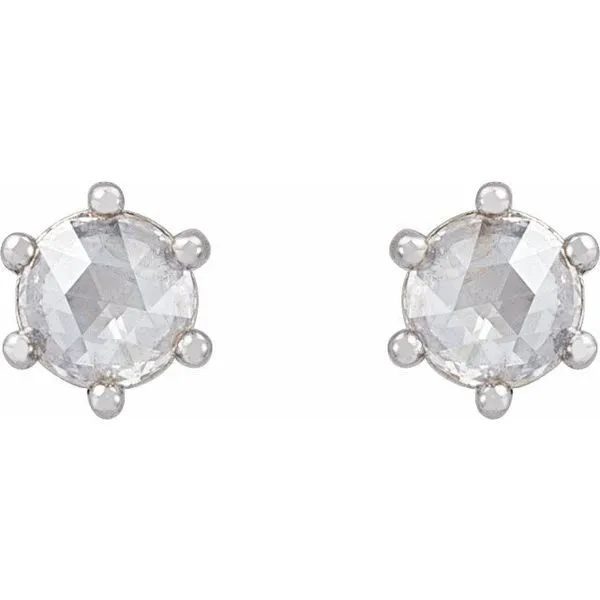 Round 6-Prong Rose-Cut Stud Earrings Image 2 J. Meredith Jewelers Delafield, WI