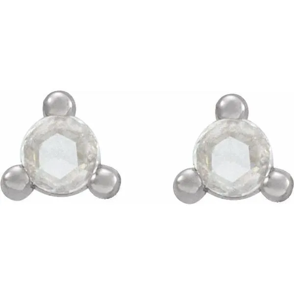 Round 3-Prong Rose-Cut Stud Earrings Image 2 Diny's Jewelers Middleton, WI