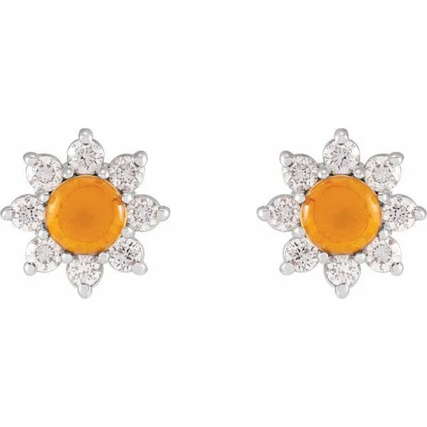 Cabochon Flower Earrings Image 2 Paul James Jewelers Angels Camp, CA