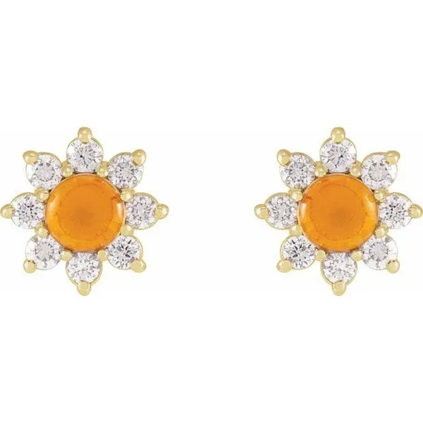 Cabochon Flower Earrings Image 2 Clater Jewelers Louisville, KY