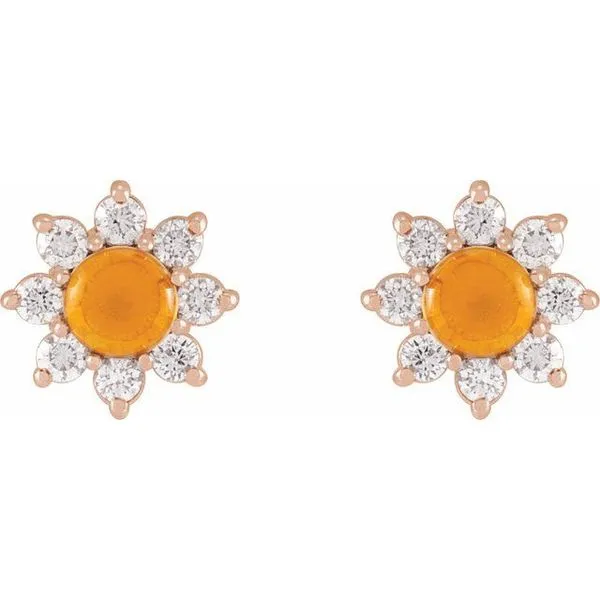 Cabochon Flower Earrings Image 2 Clater Jewelers Louisville, KY