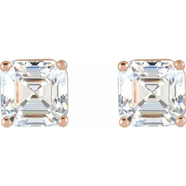 Asscher 4-Prong Stud Earrings Image 2 Cherry Street Jewelers Tulsa, OK
