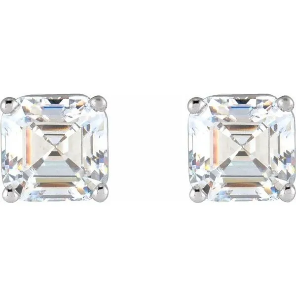 Asscher 4-Prong Stud Earrings Image 2 Jim's Jewelers Tyler, TX