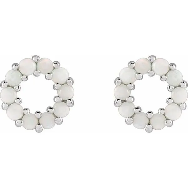 Halo-Style Cabochon Earrings Image 2 Diny's Jewelers Middleton, WI