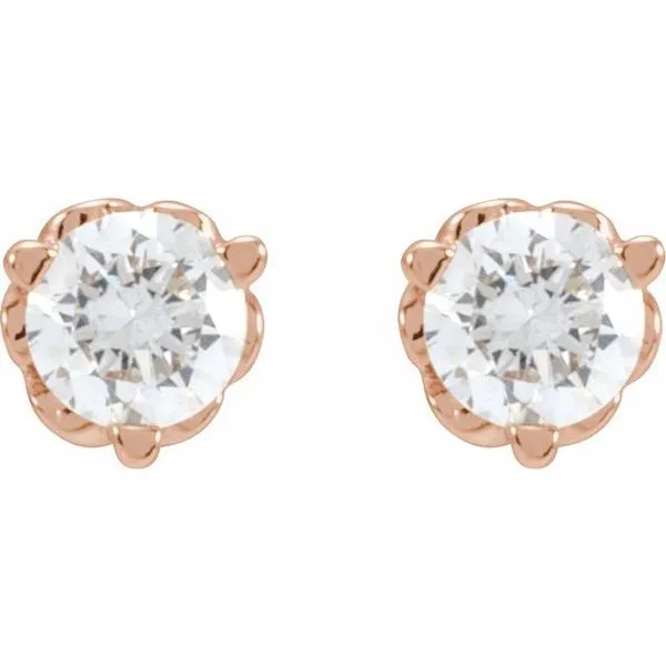 Round 3-Prong Infinity-Inspired Stud Earrings Image 2 Cherry Street Jewelers Tulsa, OK