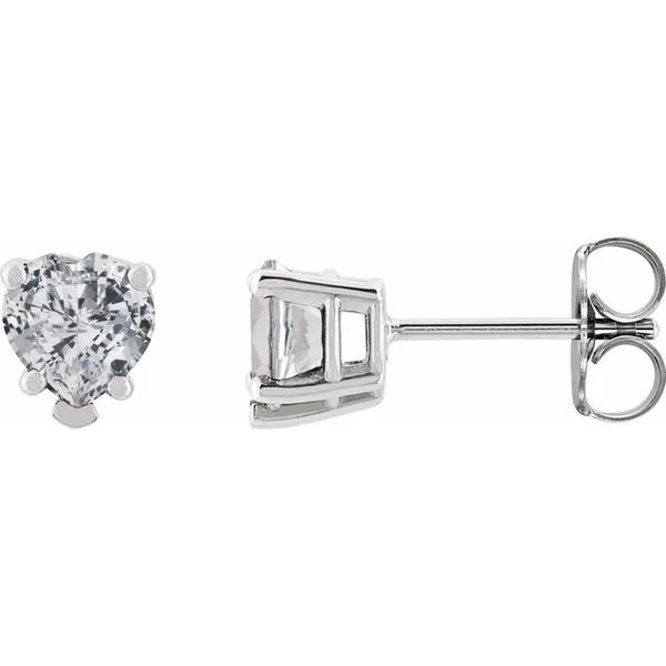 Heart 5-Prong V-End Stud Earrings Rick's Jewelers California, MD