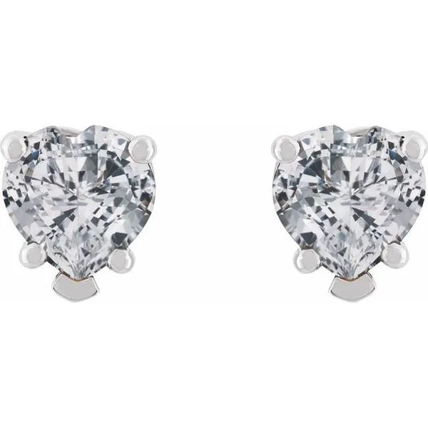 Heart 5-Prong V-End Stud Earrings Image 2 Rasmussen Jewelers Spanish Fork, UT