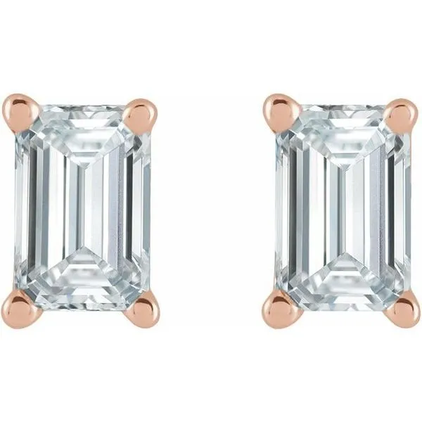 Emerald 4-Prong Stud Earrings Image 2 Hopman Jewelers Elkhart, IN