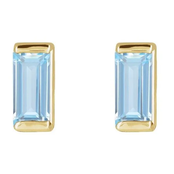 Straight Baguette Channel-Set Stud Earrings Image 2 Diny's Jewelers Middleton, WI