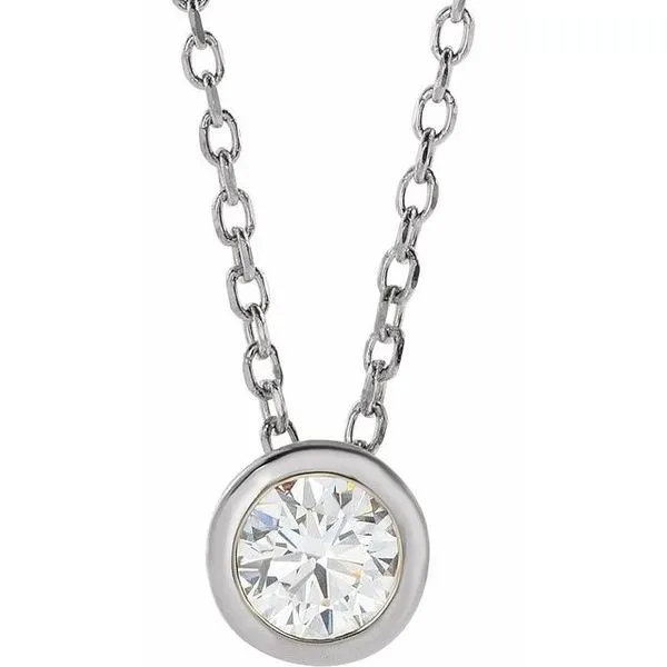 Solitaire Bezel-Set Necklace Long Jewelers Chesapeake, VA