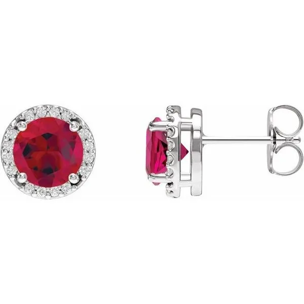 Round Halo-Style Low Stud Earrings Long Jewelers Chesapeake, VA