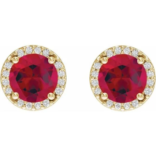Round Halo-Style Low Stud Earrings Image 2 Boyd Jewelers Wesley Chapel, FL