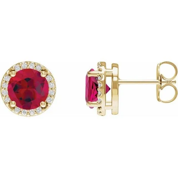 Round Halo-Style Low Stud Earrings Long Jewelers Chesapeake, VA