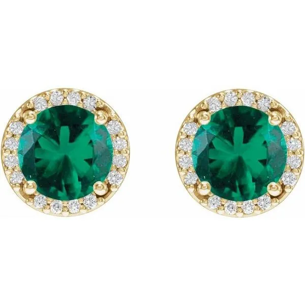 Round Halo-Style Low Stud Earrings Image 2 Diny's Jewelers Middleton, WI
