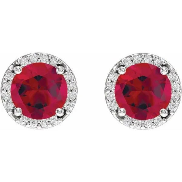 Round Halo-Style Low Stud Earrings Image 2 Boyd Jewelers Wesley Chapel, FL