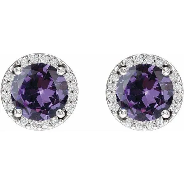 Round Halo-Style Low Stud Earrings Image 2 Leslie E. Sandler Fine Jewelry and Gemstones rockville , MD