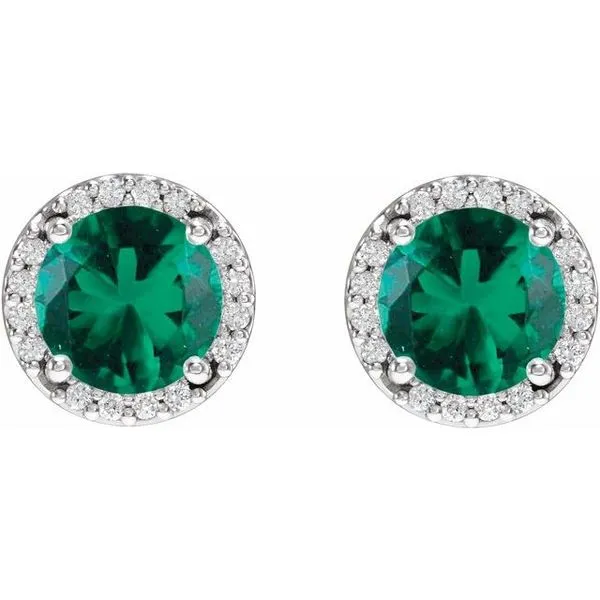 Round Halo-Style Low Stud Earrings Image 2 Long Jewelers Chesapeake, VA