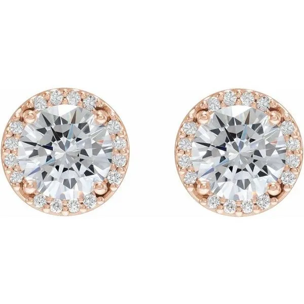 Round Halo-Style Low Stud Earrings Image 2 Long Jewelers Chesapeake, VA