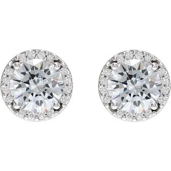 Round Halo-Style Low Stud Earrings Image 2 Long Jewelers Chesapeake, VA