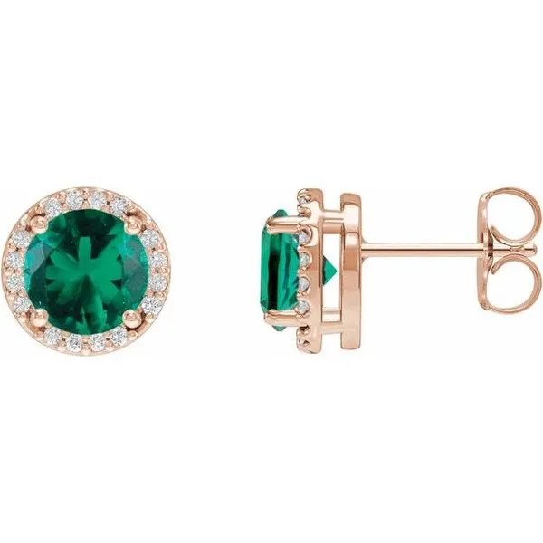 Round Halo-Style Low Stud Earrings Linwood Custom Jewelers Linwood, NJ