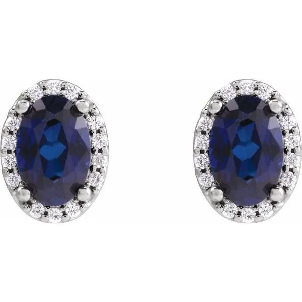 Oval 4-Prong Halo-Style Low Stud Earring Image 2 Milan's Jewelry Inc Sarasota, FL