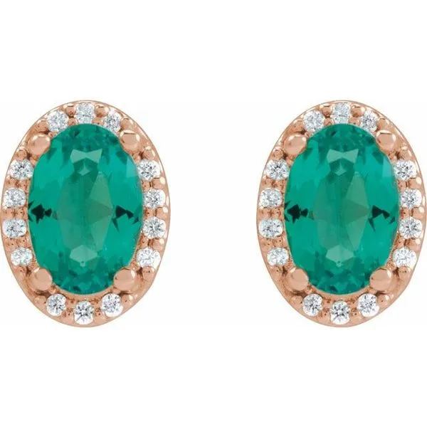 Oval 4-Prong Halo-Style Low Stud Earring Image 2 Milan's Jewelry Inc Sarasota, FL