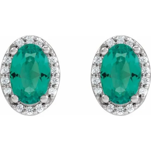 Oval 4-Prong Halo-Style Low Stud Earring Image 2 Milan's Jewelry Inc Sarasota, FL