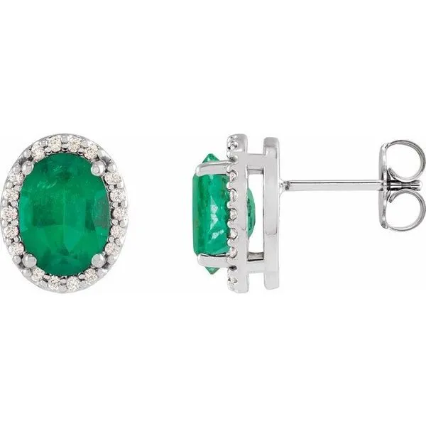 Oval 4-Prong Halo-Style Low Stud Earring Long Jewelers Chesapeake, VA