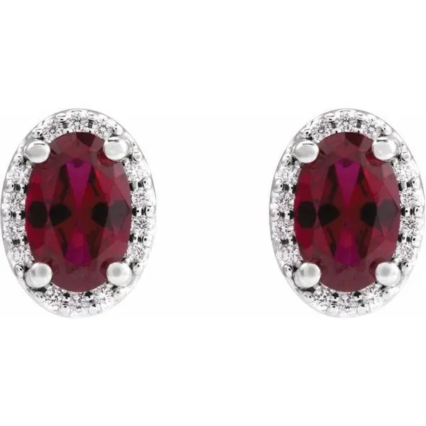 Oval 4-Prong Halo-Style Low Stud Earring Image 2 Milan's Jewelry Inc Sarasota, FL