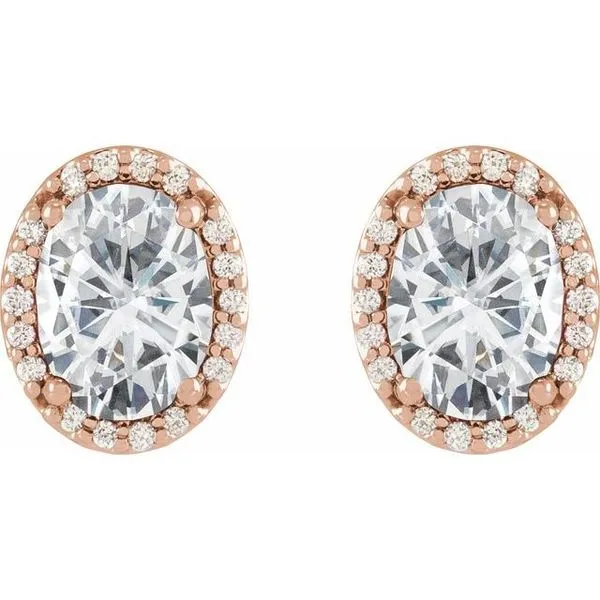 Oval 4-Prong Halo-Style Low Stud Earring Image 2 Milan's Jewelry Inc Sarasota, FL