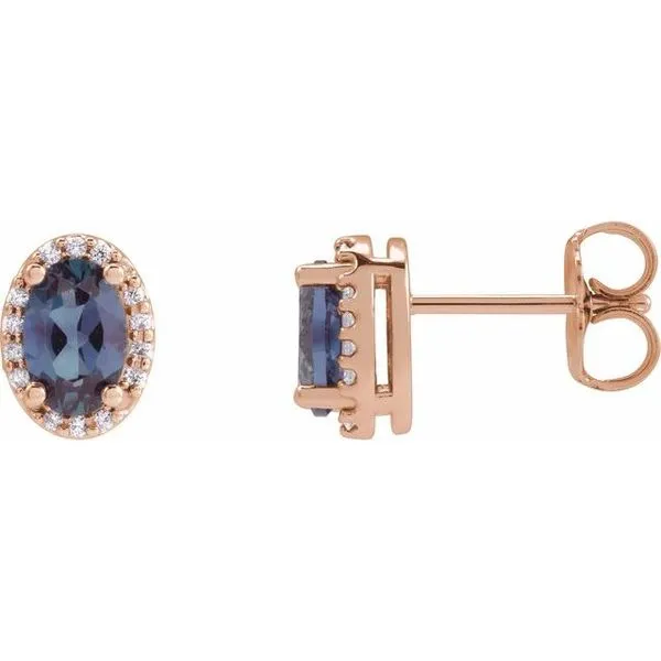 Oval 4-Prong Halo-Style Low Stud Earring Rick's Jewelers California, MD