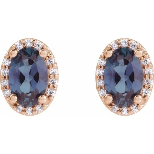 Oval 4-Prong Halo-Style Low Stud Earring Image 2 Milan's Jewelry Inc Sarasota, FL