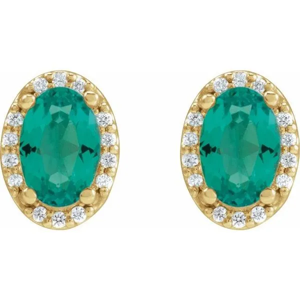 Oval 4-Prong Halo-Style Low Stud Earring Image 2 Moseley Diamond Showcase Inc Lexington, SC