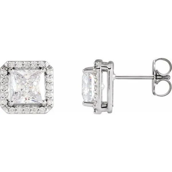 Square 4-Prong Halo-Style Earring Michael's Jewelry North Wilkesboro, NC
