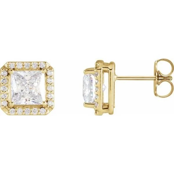 Square 4-Prong Halo-Style Earring Long Jewelers Chesapeake, VA