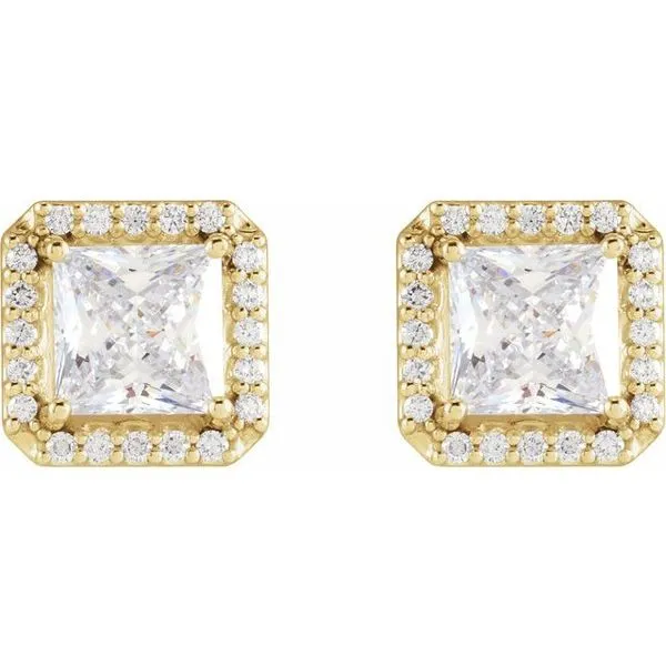 Square 4-Prong Halo-Style Earring Image 2 Rasmussen Jewelers Spanish Fork, UT