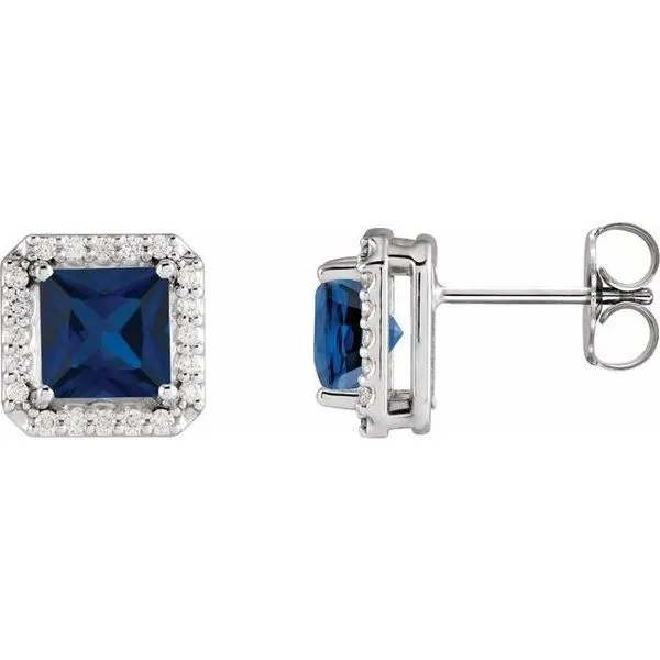 Square 4-Prong Halo-Style Earring Long Jewelers Chesapeake, VA
