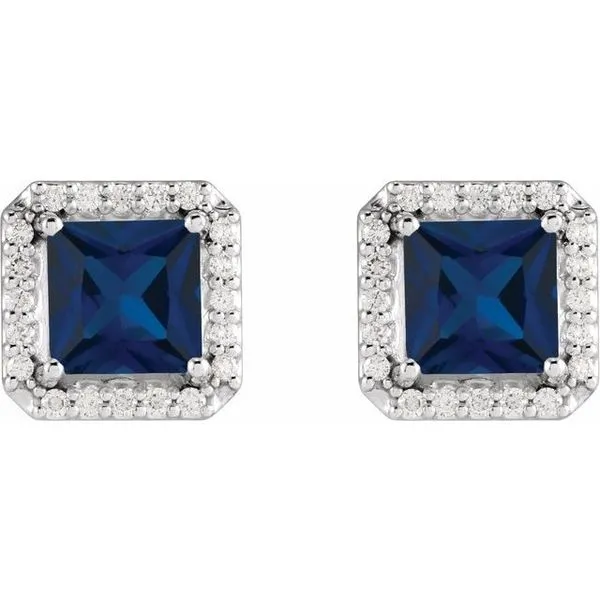 Square 4-Prong Halo-Style Earring Image 2 Rasmussen Jewelers Spanish Fork, UT